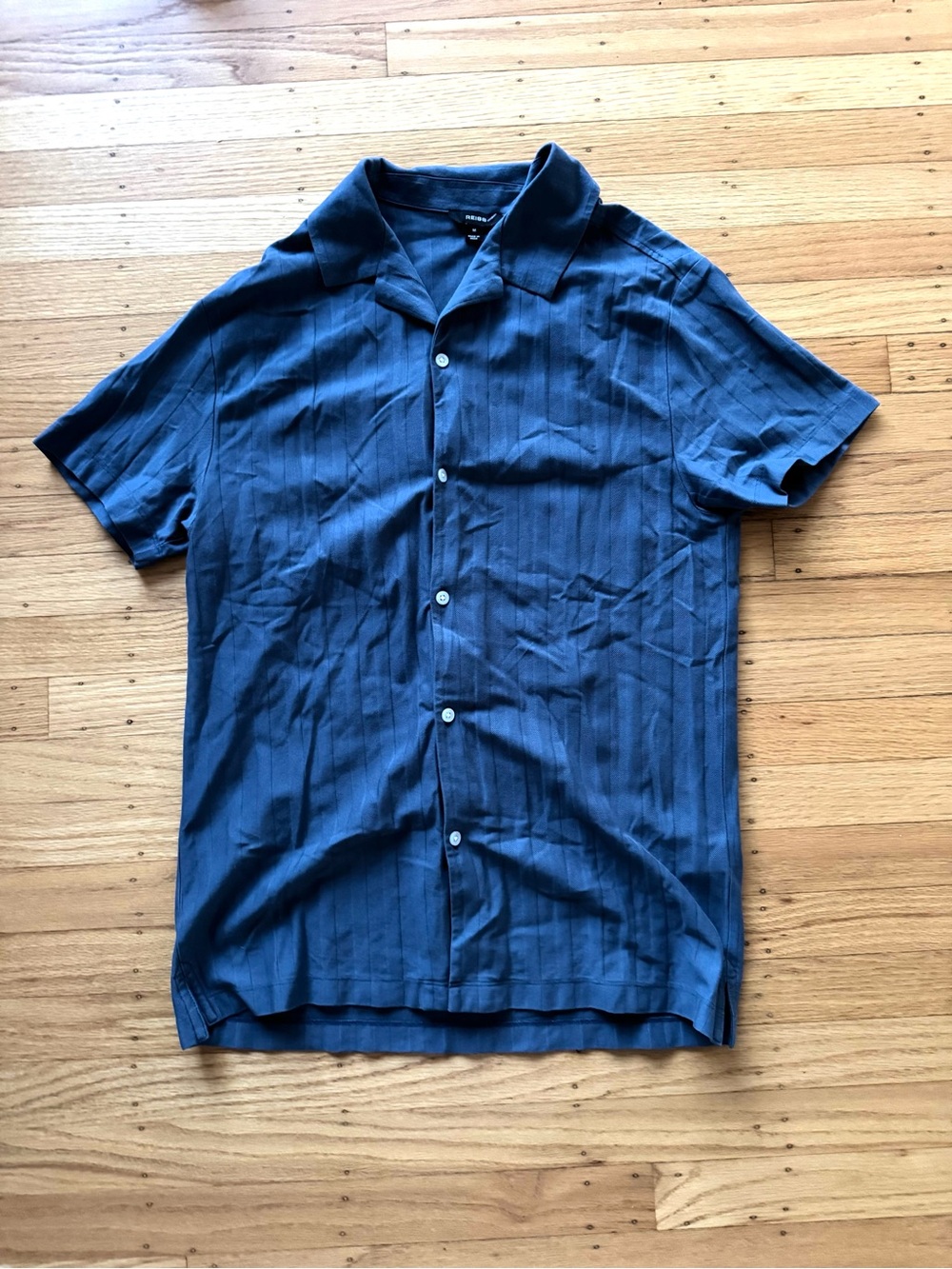 Reiss Sampson Camp Textured Button Shirt Blue Men’s Medium